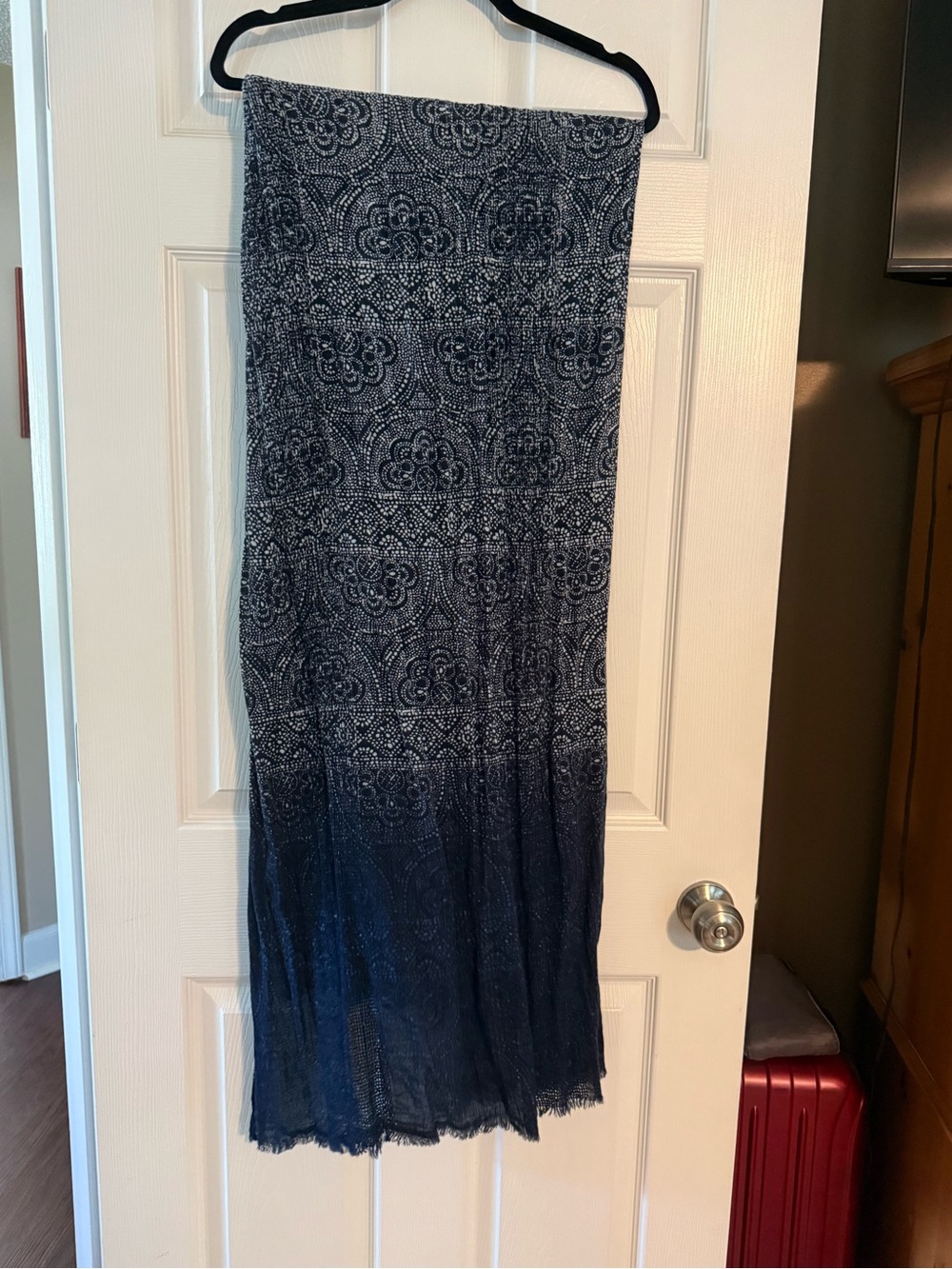 Blue Patterned Maxi Skirt - Women's Casual Boho Style